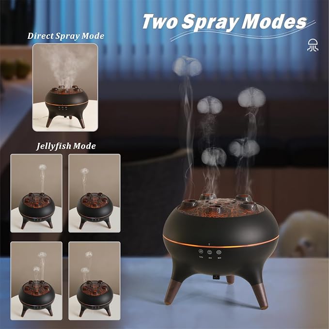 Essential Oil Diffuser 250ML Dancing Jellyfish Aromatherapy Diffuser Humidifier with 7 Colors LED Lights,Remote Control,Plug in for Bedroom,Office (Black)