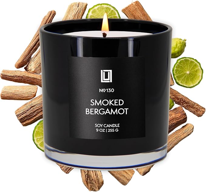 Lulu Candles | Smoked Bergamot | Smells Smokey and Citrusy | Luxury Scented Soy Jar Candle | Hand Poured in The USA | Highly Scented Long Lasting (9 Oz.)