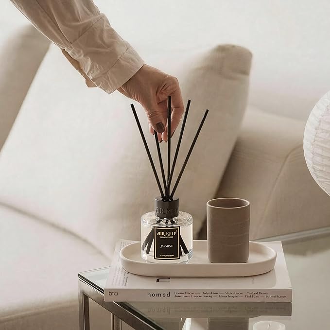 Airkeep Reed Diffuser Set of 3 for Bathroom Air Fresheners, Oil Diffuser Sticks | Lemongrass,Jasmine,Lavender Scent(1.7 fl oz*3) Fragrance with 18 Sticks Defusers | Shelf Decor