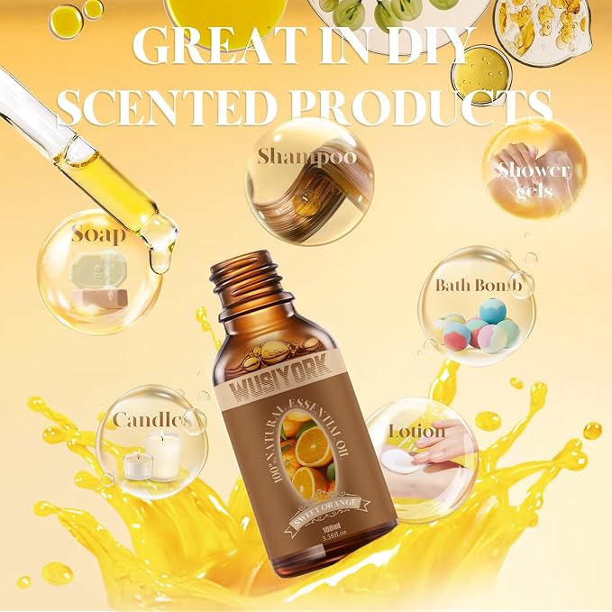 Sweet Orange Essential Oil 100ML - 100% Pure and Natural Therapeutic Grade Oils for Aromatherapy Diffuser - 3.4 Fl Oz/Sweet Orange