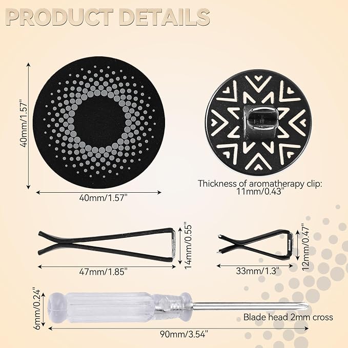 Car Diffuser Air Freshener Vent Clip Aluminum Aroma Diffuser Long Lasting Scent Odor Eliminator Pleasant New Car Smell Scent with 2 Refill Pads Ocean Tea Perfume for Men Women(Jazz Grey)