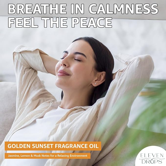 Golden Sunset Fragrance Oil | Jasmine, Lemon & Musk Notes | Long Lasting Scent Reed Diffuser Oil for Home, Office, Hotel, Spa, Car & Linen Spray | Pet Friendly IFRA Compliant, 16 oz