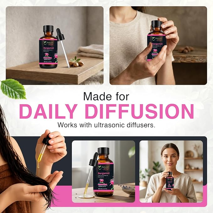 Bergamot Essential Oil for Diffusers | Natural Aroma Oil for Home Fragrance, Humidifier & DIY Candle Making, Long Lasting Scent for Office, Bedroom & Soothing Scent 4 Fl Oz (120 mL)
