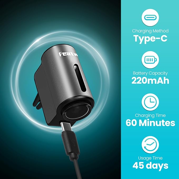 Featwell Car Air Freshener, Air Freshener Diffuser Three Adjustable Modes, Aromatherapy Machine Rechargeable (Grey)