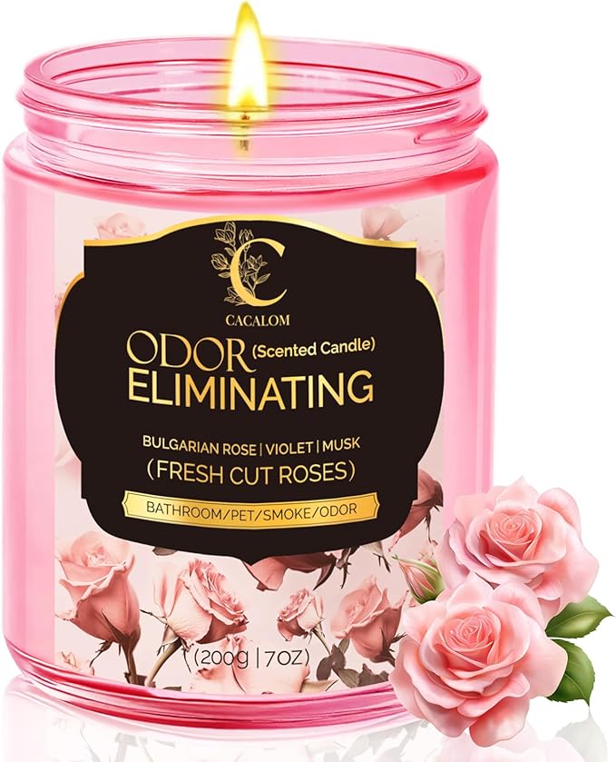 Rose Odor Eliminating Candles, Pet Scented Candles for Home, Single Wick Soy Candle Gifts for Women, Men, Ideal for Creating Relaxing Atmosphere, Over 50 Hours of Burn Time