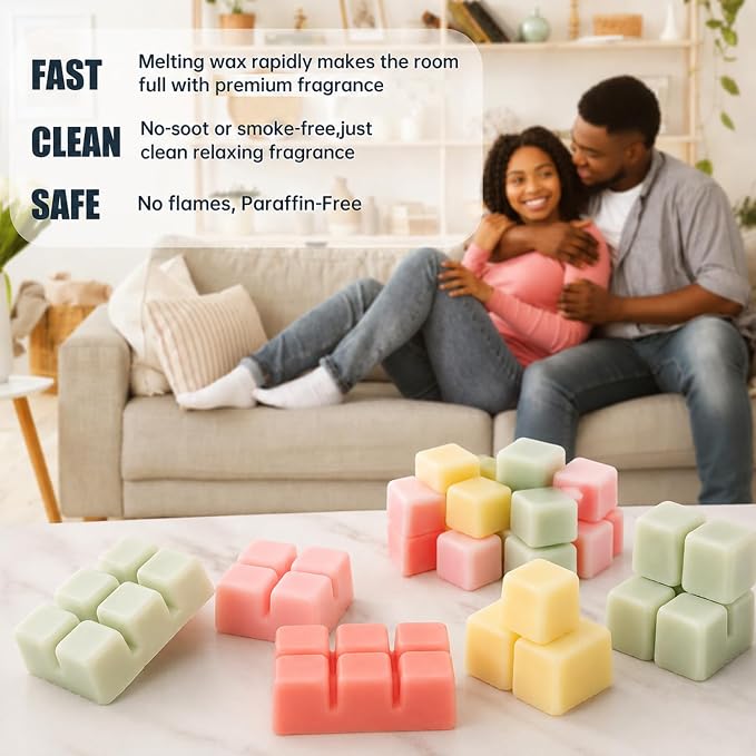 UCC Fall Wax Melts, Premium Plant Based Natural Autumn Soy Scented Melts Cubes, Wax Melts Tarts, Colored Wax Melt - 4 Pack