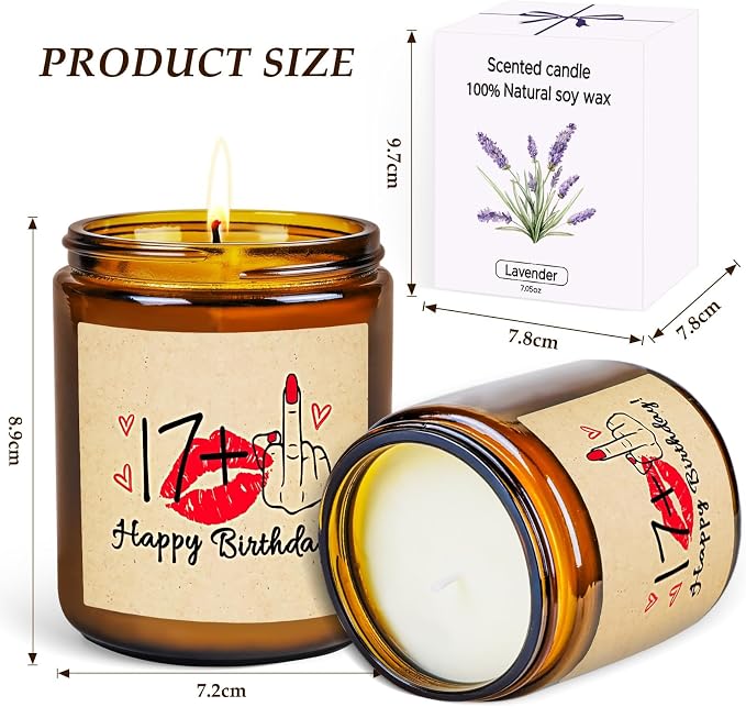 Funny 60th Birthday Gifts for Women - Lavender Scented Soy Candle, 59+1th Birthday Decorations for Her, Mom, Friend - Handmade Gift Idea, 7oz