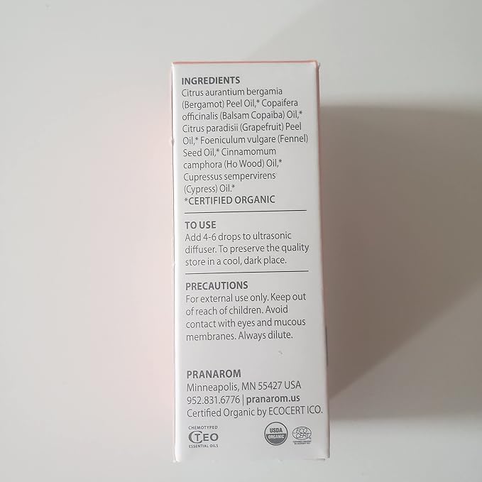 Pranarom - Calabria Diffusion Blend (5ml) - 100% Pure Essential Oil Blend for Diffusing with Grapefruit, Fennel & Bergamot Scent | USDA and ECOCERT Certified Organic