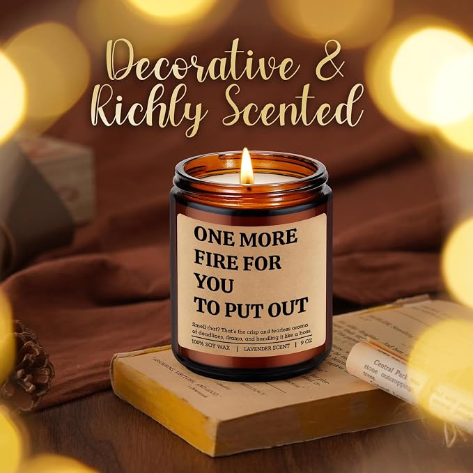 LEADO One More Fire Candle - Coworker, Boss Gifts for Women, Men - Funny Birthday, Office, Appreciation Gifts for Coworker, Boss, Team Lead, Employee - Chaos Coordinator Ideas for Manager, HR, Friend