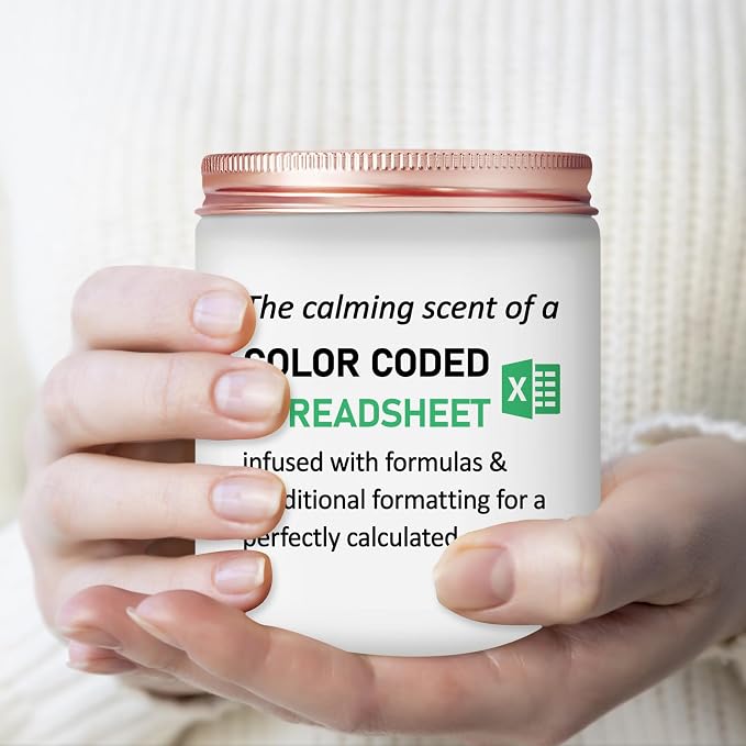 Accountant Gifts, Data Analyst, Marketing Specialist Funny Gifts - Humor Ideas Excel Spreadsheet Present for Coworker, Colleague, Friend, Boss - Lavender Scented Candle