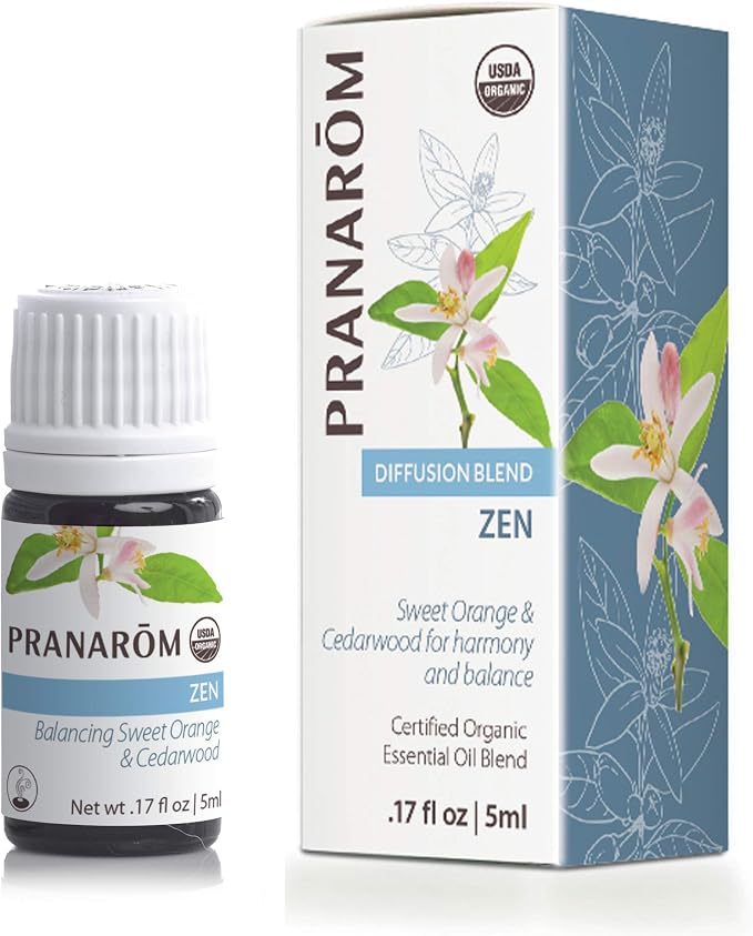 Pranarom - Zen Essential Oil Blend (5ml) - Lime, Cedarwood, Frankincense, Lavender, Cinnamon Bark, and Vanilla - 100% Pure Essential Oil for Confidence &Vitality | USDA and ECOCERT Certified Organic