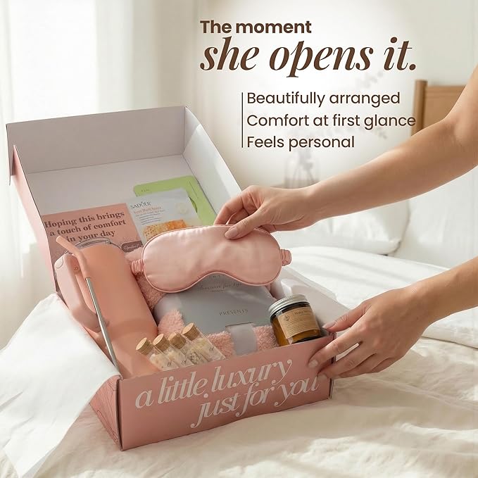 Opulent Luxury Self Care Gift Package for Women, 40oz Tumbler, Cozy Blanket | Gift-Ready Spa Set for Get Well, Thinking of You & Corporate Gifts for Employees & Clients - Candle, Bath Salts & Sleep Mask