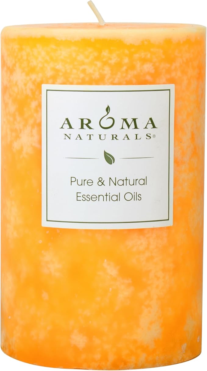 Aroma Naturals Lavender & Tangerine Essential Oil Scented Pillar Candle, Relaxing, 2.5 inch x 4 inch