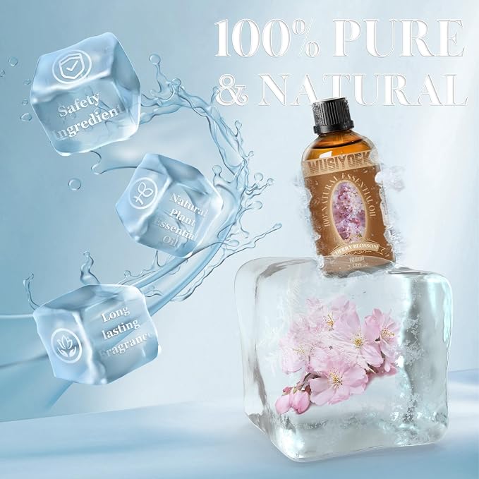 Cherry Blossom Essential Oil 100ML - 100% Pure and Natural Therapeutic Grade Oils for Aromatherapy Diffuser - 3.4 Fl Oz/Cherry Blossom