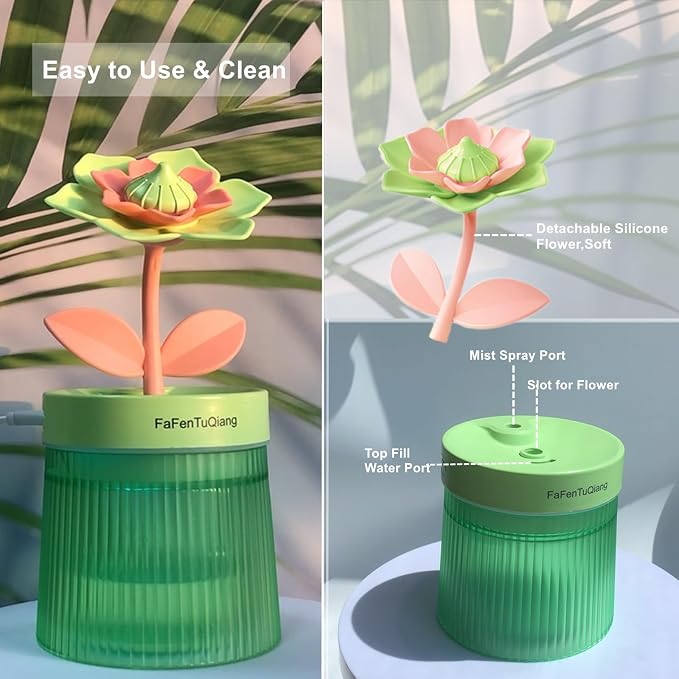 Desk Mini Humidifier, Personal Small Humidifier Diffuser 260ml Portable with Colorful Light Cool Mist,Quiet, Auto Off, Top Fill Air Humidifiers,for Plants,Home,Office,Travel,Work,Women, Birthday
