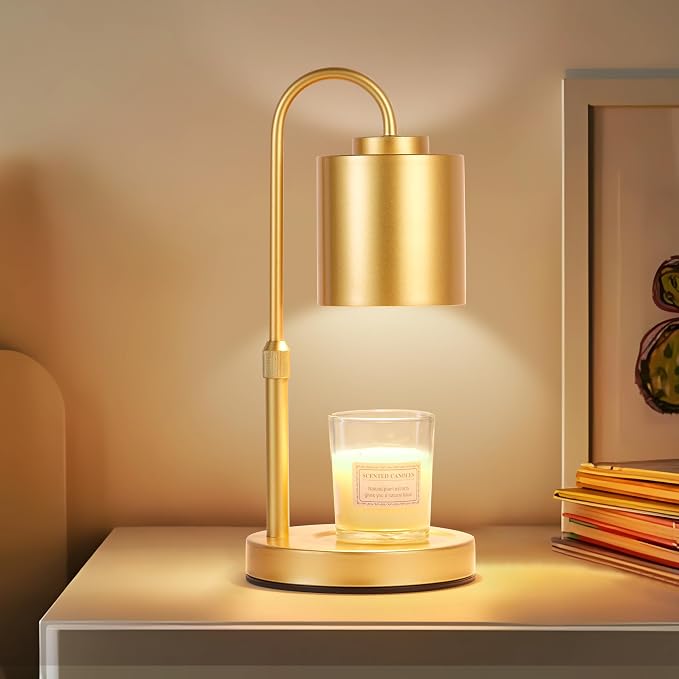 CASTLELIFE Candle Warmer Lamp with Timer & Dimmer, Height Adjustable Electric Wax Melt Warmer for Jar Candles, Gifts for Women Mom Home Decor, Gold