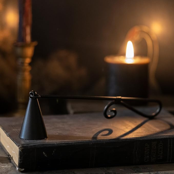 Iron Vintage Black Candle Snuffer, 9.37 Inch Long Handle with 1.57 Inch Bell, Home Decor
