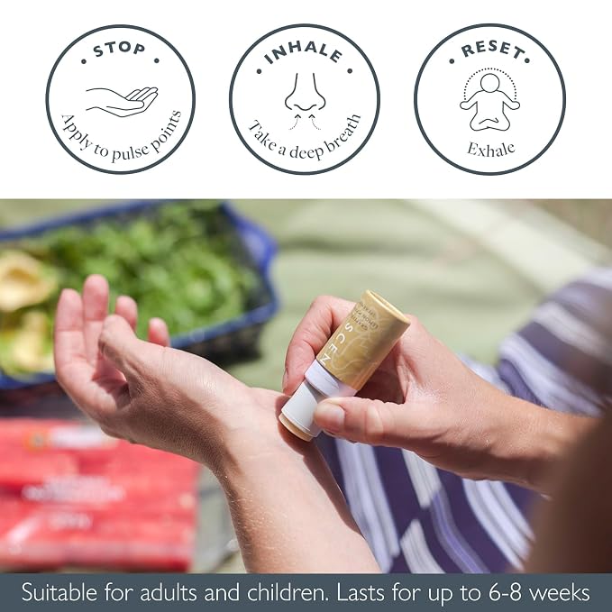 Scentered Aromatherapy Balm Stick - Happy - Mood Boost Roll On Essential Oils Blend for Positive Thinking - Grapefruit, Cedarwood, Lemon Myrtle Essential Oil - Positive Gifts for Women