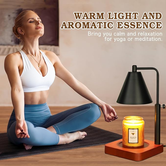 Modern Candle Warmer Lamp with Timer, Black Candle Lamp Warmer for Jar Candles, Mothers Day Birthday Gifts for Women, Dad, Men, Adjustable Metal Candle Lamp Dimmable, Vintage Home Decor, 2*35Watt Bulb