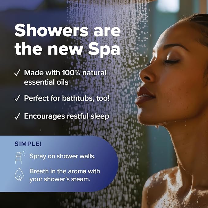 MOXĒ Dream Lavender & Chamomile Shower Steamer Spray, 100% Natural Certified Essential Oils, Bath Relaxation, Made In USA, 4 Ounces (2 Pack)