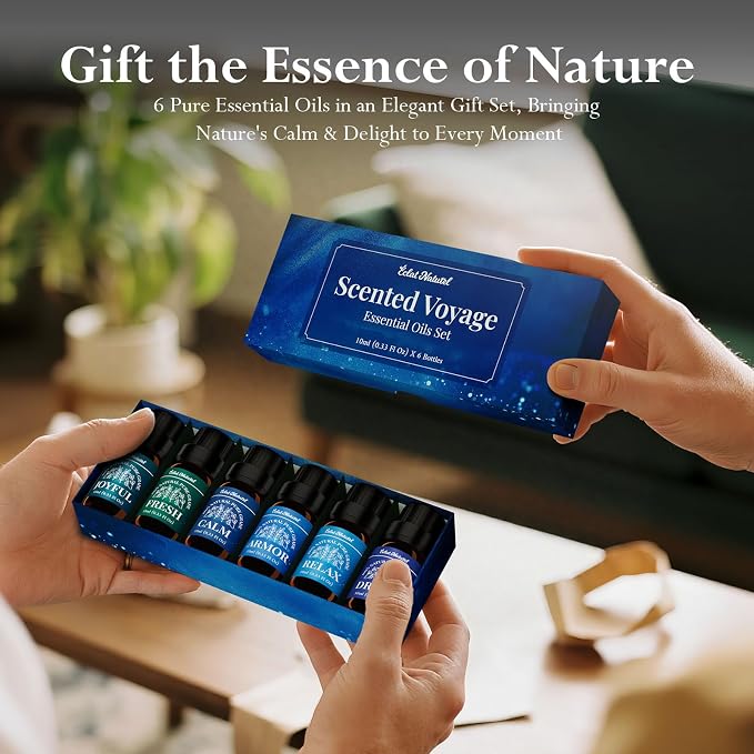 Essential Oil Set, Blended Essential Oils for Diffusers for Home Candle & Soap Making, Scented Voyage with Six Scents for Aromatherapy & Humidifiers, 6 x 10ml