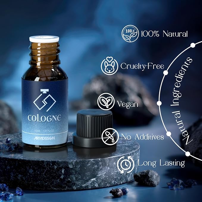 ARVIDSSON Cologne Fragrance Oils Set, Essential Oils for Diffuser | Deep Ocean, Cologne, Amber Oud, Tobacco Vanilla, Man Cave, Midnight Musk, Diffuser Oil Scents for Candle Making, Soap Making