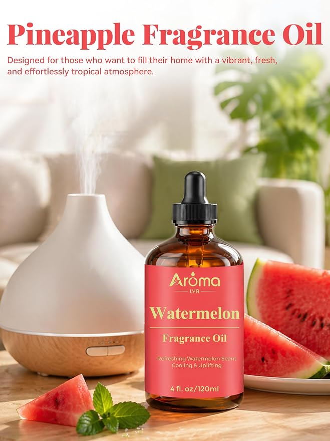 Watermelon Fragrance Oil is Designed for Diffuser use and Home scenting, Bringing a Refreshing Watermelon Scent with a Cool, Uplifting Feel into Your Space