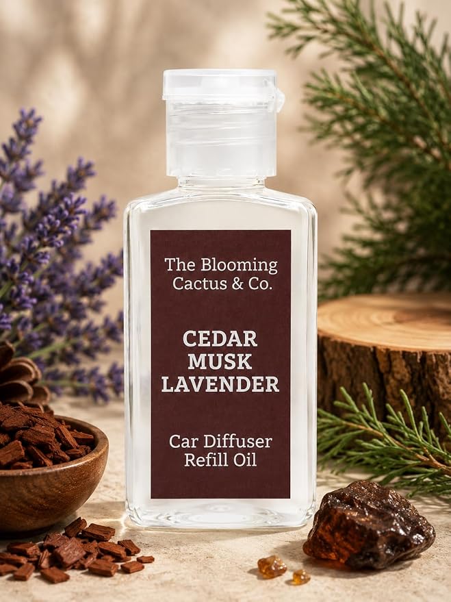 Car Diffuser Oil Refill 1 oz – Essential Oil Car Air Freshener Refill for Hanging Car Diffuser, Long Lasting Fragrance Oil, Phthalate Free, Multiple Scents. (Cedar Musk Lavender)