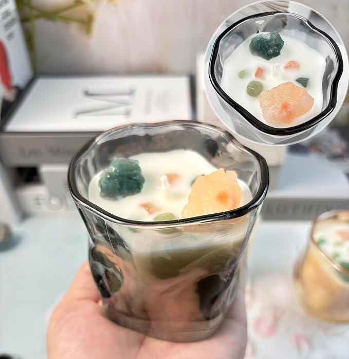 Scented Soy Candles with Crystals Inside Aromatherapy Candle for Women Positivity Energy Gift Mothers Days Birthday Gray