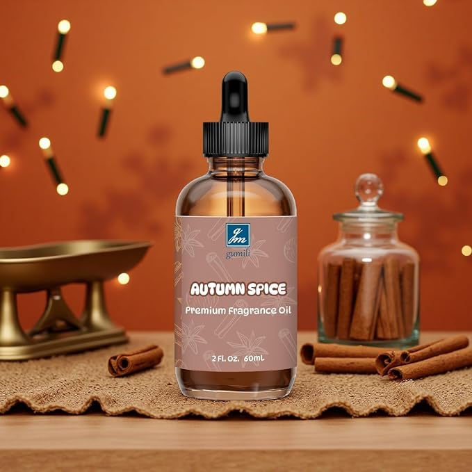 GM Gumili Autumn Spice Fragrance Oil 2 Oz, Natural Scent Oil for Home Essential Oils Diffuser, Candle Making, Soap Making, DIY Body Oils, Perfume, Body Mist, Spray - Spicy Fall Scent