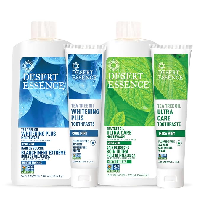 Desert Essence Tea Tree Oil Whitening Plus Toothpaste - 6.25 Oz - Antiseptic Tea Tree Oil - Zinc Citrate - Baking Soda - Freshens Breath - Reduced Plaque - Fluoride Free