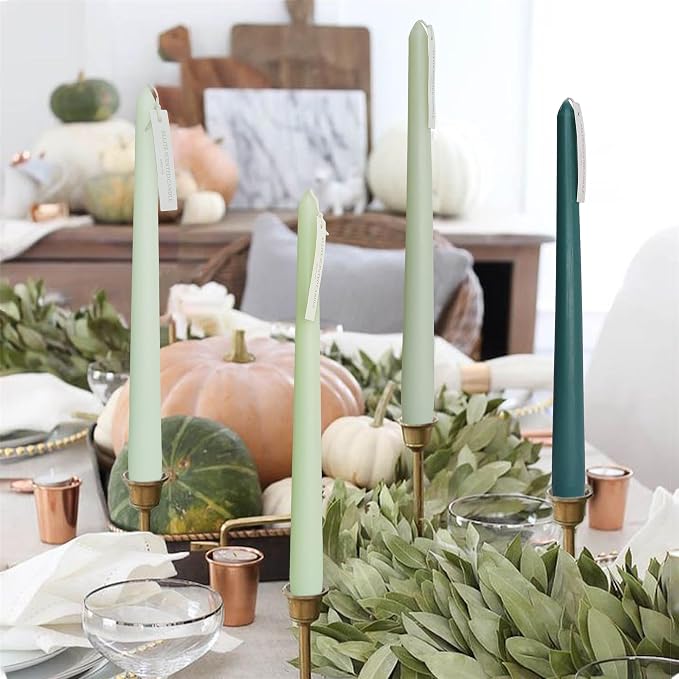 Scented Taper Candle Green Candlesticks - 10 Inch Smokeless Tapered Candles Colored Candle Sticks Dripless Candles Wax for Wedding Home Dinner Party,8D4PC-GREENGRA