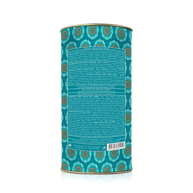 SPA CEYLON SeaVeda Uplifting Wellness Trio – Pampering Kit with Natural Ingredients, Ayurvedic Gift Set with Shower Gel, Body Cream & Pillow Mist, 3-Piece Set, Pamper set (150 g, Spearmint)