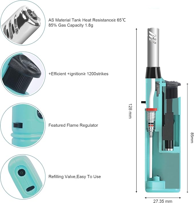 Mini Candle Lighter Multipurpose Lighter Utility Lighters with Extended Wand Handy Refillable for Kitchen Fireplace Pilot Light DIY BBQ Grill Stove 5 Pack (Butane Included)