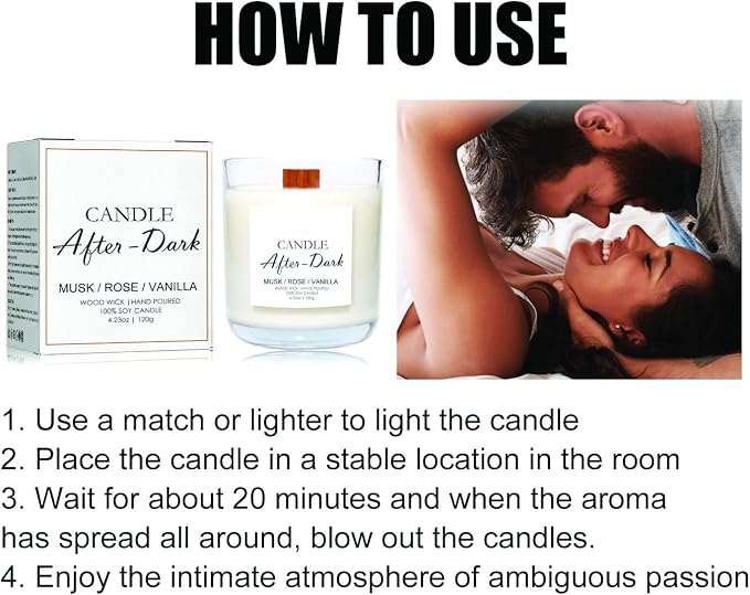 Lavender Rose & Sandalwood Scented Candles – Long-Burning Hand-Poured Natural Soy Wax Candle for Yoga, Meditation, Stress Relief & Sleep Aid | Date Night, Valentine’s Day & Home Decor & Gift