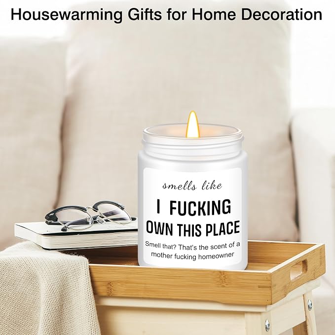 Homsolver House Warming Gifts New Home, Funny Housewarming Gifts for Women, Men, Neighbor, New Homeowner, Apartment, House Warming Party Lavender Candles Decor Gift Ideas