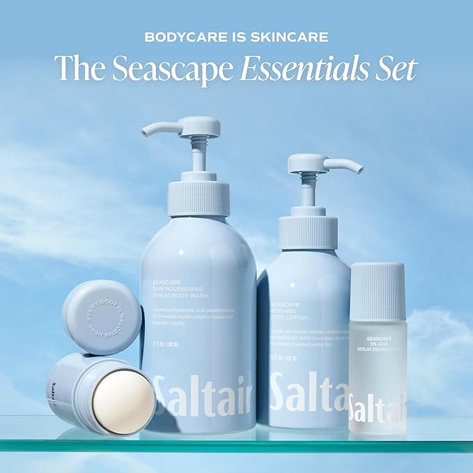 Saltair Serum Deodorant 2 Pack – 5% AHA – Aluminum-Free Odor Control for Women & Men – Mandelic Acid Deodorant with Lactic Acid – Seascape Scent – 2x 1.7oz Travel Roll On