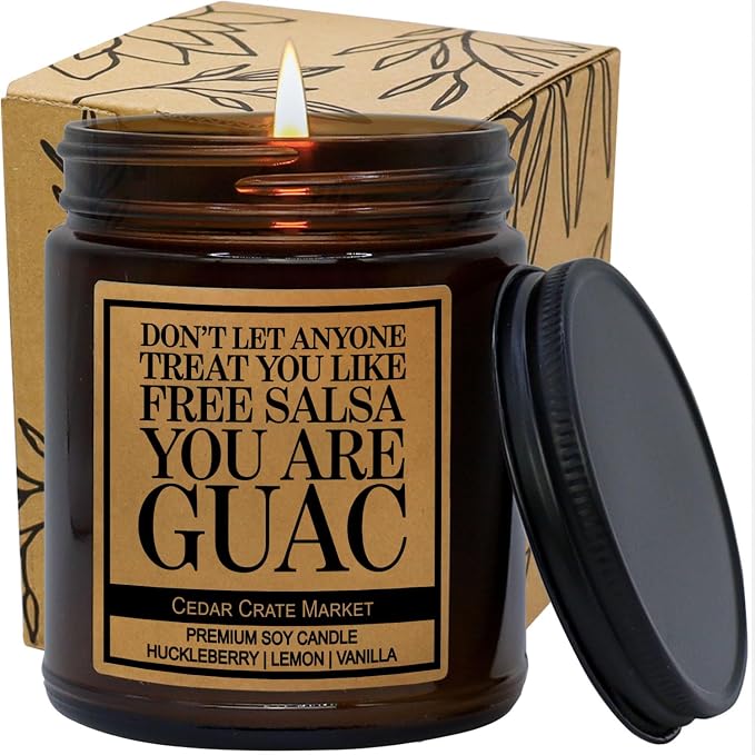 Friendship Candle Gift for Women | Don't Let Anyone Treat You Like Free Salsa | Funny Candles Gift for Friends Women | Funny Unique Friend Birthday Gifts | Huckleberry + Vanilla 100% Soy | Made in USA