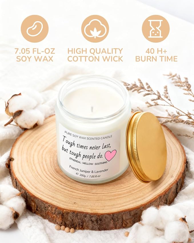 Scented Candle for Home, 7.05 oz 40Hour Burn Time, Long Lasting Soy Jar Candle, Gifts for Christmas, Halloween, Inspirational Gifts for Men Women, French Juniper&Lavender, Aromatherapy