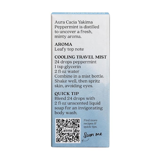 Aura Cacia 100% Pure Peppermint Essential Oil, 100% Pure Therapeutic Grade, 15 ml in Box, Mentha piperita