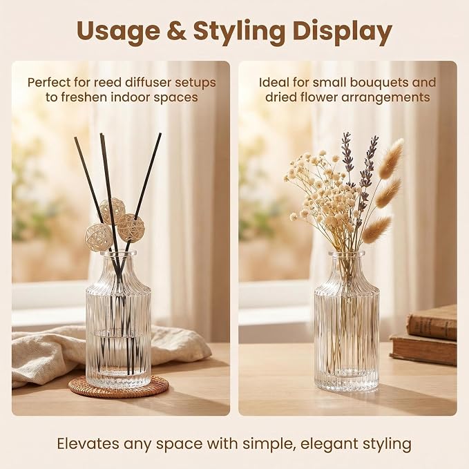 150ml /5.2 oz Empty Clear Glass Diffuser Bottles Refillable Aromatherapy Diffuser Jars Fragrance Essential Oils Accessories Use for DIY Replacement Diffuser Sticks Sets Crafts Decor
