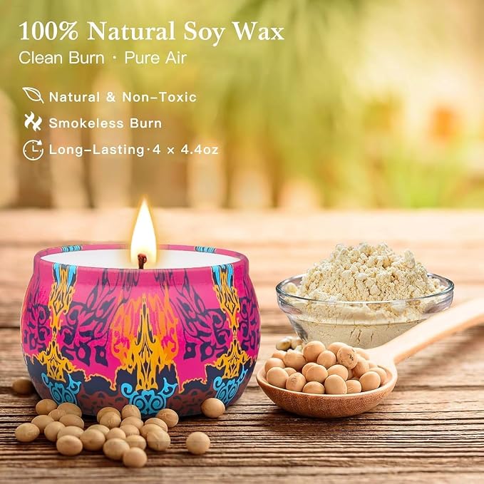 Candle Gift Set Bundle for Women, 2 Sets of 4 Scented Candles (8 Total), 8% Essential Oils, 240H Long Burning Aromatherapy Candles for Home