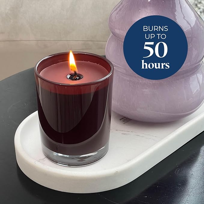 PartyLite Mulberry Scented Escential Jar™ Candle, Black Currant, BlackBerry, Mulberry & Pomegranate, 7.75oz, 1-Wick Aromatherapy Glass Jar, Reusable, 50 Hour Burn Time