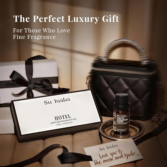 SU JUABA Hotel Collection Diffuser Oil Gift Set, Luxury Scents Inspired by Iconic Hotels, Fragrance Oil Perfect for Waterless Diffusers, Air Freshening, and DIY Crafting - 6x10mL