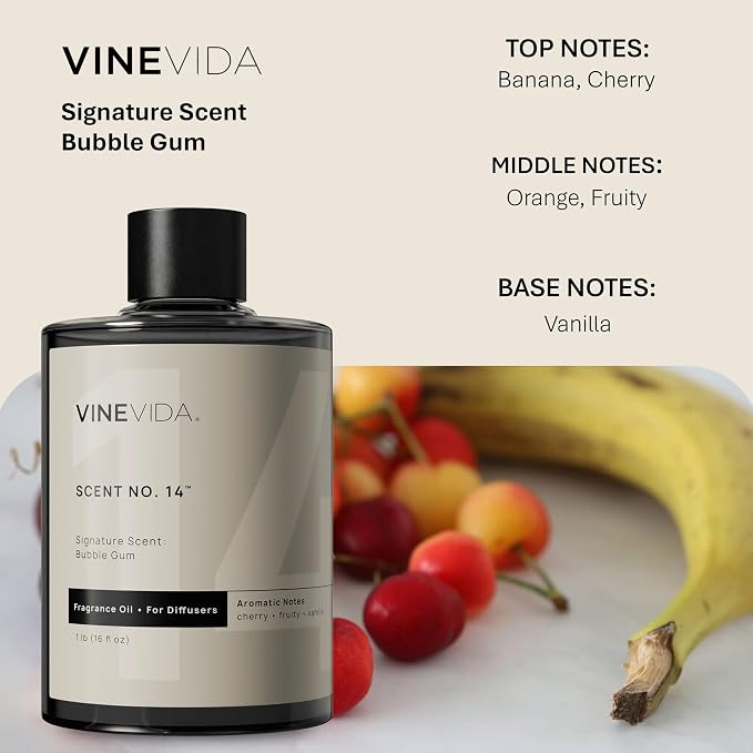 VINEVIDA [16 Fl Oz] Bubble Gum Fragrance Oil for Cold Air Diffusers, Essential Oils for Diffuser Oil Refill & Air Freshener Room Spray