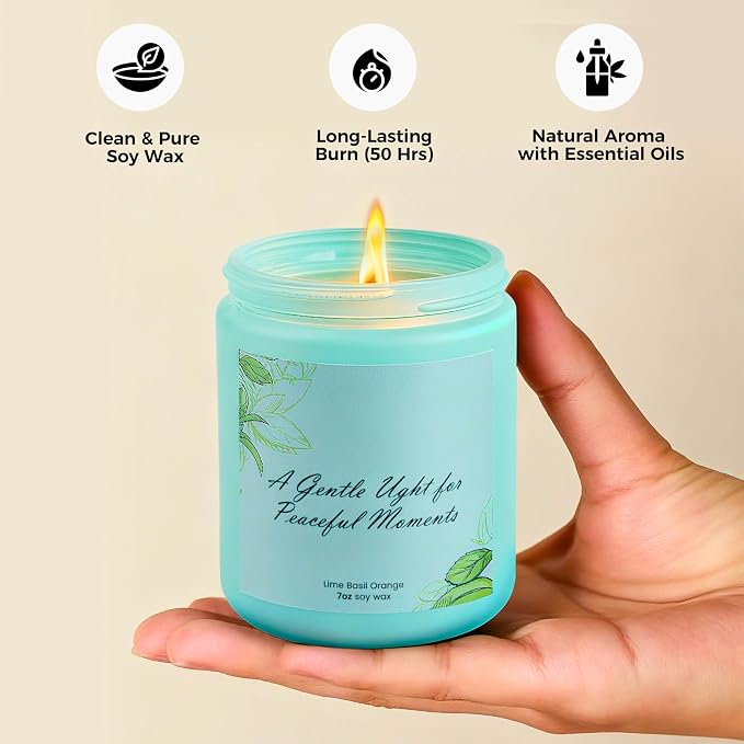 Lime Basil Orange Soy Candle 7oz – Relaxing Aromatherapy | Citrus herbal blend · Clean burn · Long-lasting scent · Uplifting mood · Stress relief · Fresh home feel · Gift ready
