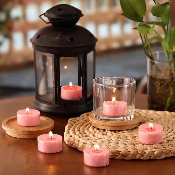 Scented Tea Lights Candles, Peach Sunset, 8 Pack – Pink Scented Tealight Candles – 100% Palm Wax, 6 Hour Burn Aromatherapy Tea Light Votive Candle for Thanksgiving, Gifts, Party Decor