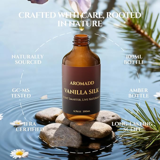 AROMADD AROMADD Vanilla Silk Hotel Diffuser Oil Inspired by Luxury Hotel Collection Scent, Warm Sandalwood & Amber Aroma, Premium Fragrance Oil for Waterless Diffusers, Long-Lasting,6.76 fl oz(200 mL)
