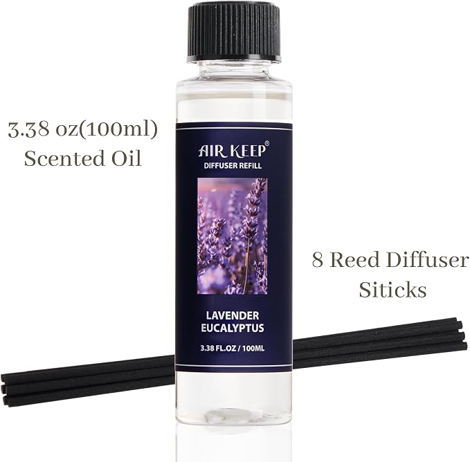 Airkeep Reed Diffuser Oil Refill/Lavender Field/3.38 oz / 1 Pack/Air Freshener & Aromatherapy Essential Oil Blend for Home Fragrance – Scented Refill Oil for Bathroom, Bedroom & Home Decor