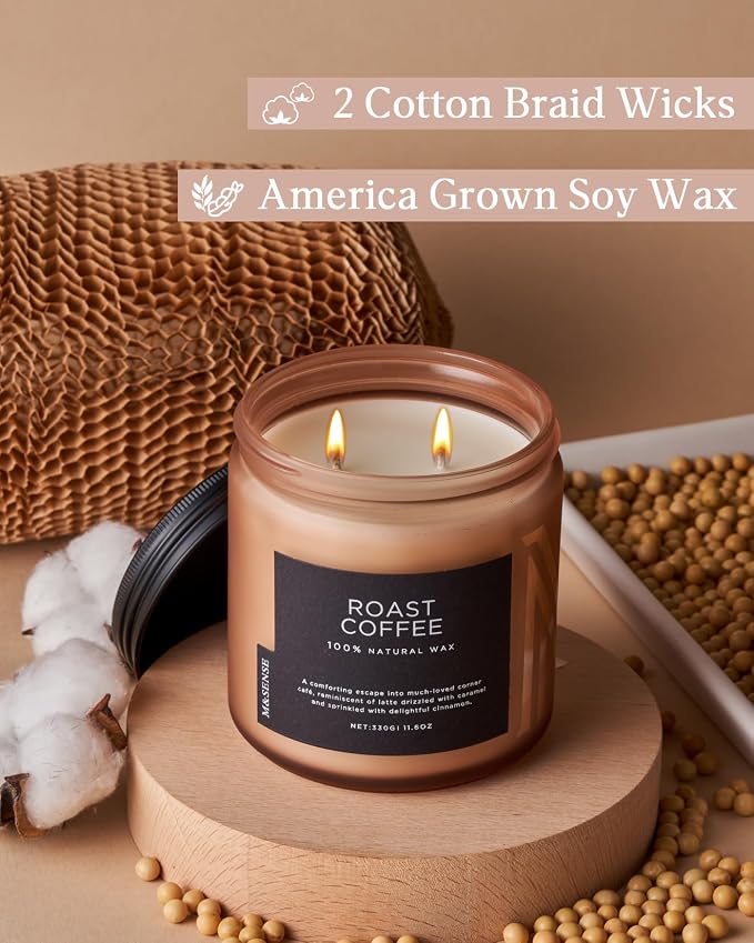 M&SENSE Coffee Home Scented Candles, 11.6oz Natural Soy Wax, 70-Hour Long Lasting, Organic Candles Non Toxic, Warm Scent for Coffee Lovers, Aromatherapy Home Fragrance for Bathroom Office
